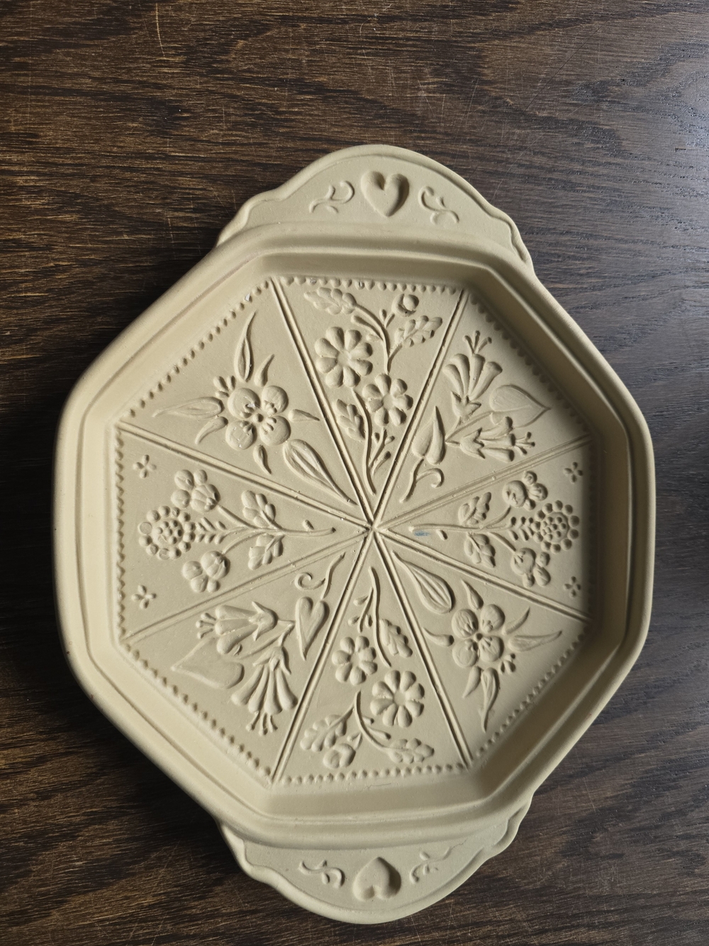 Brown Bag Cookie Co. 8" Stoneware Shortbread Art Mold Wildflower Octagon 1988
